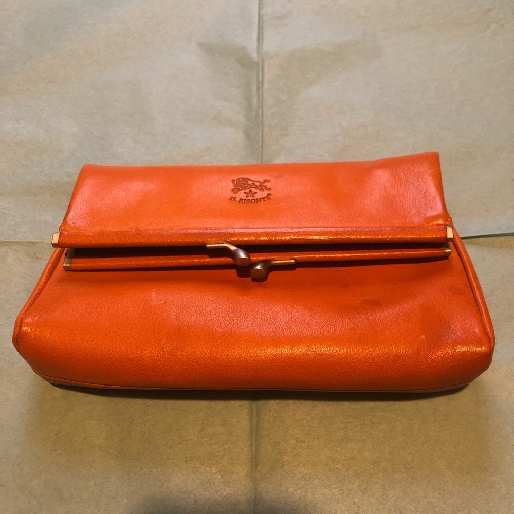 Gorgeous deep orange il bisonte clutch